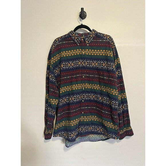 Men’s XL Western Vintage Structure Button Up Long Sleeve Multicolor Geometric - Picture 1 of 6